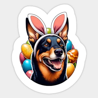 Working Kelpie Celebrates Easter with Bunny Ear Headband Sticker